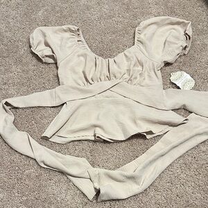 Altar'd State Cream Short Sleeve Top